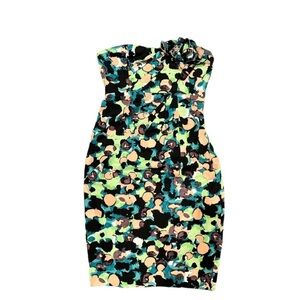 Catherine Malandrino multicolor strapless dress stretch zipper closure sz 10